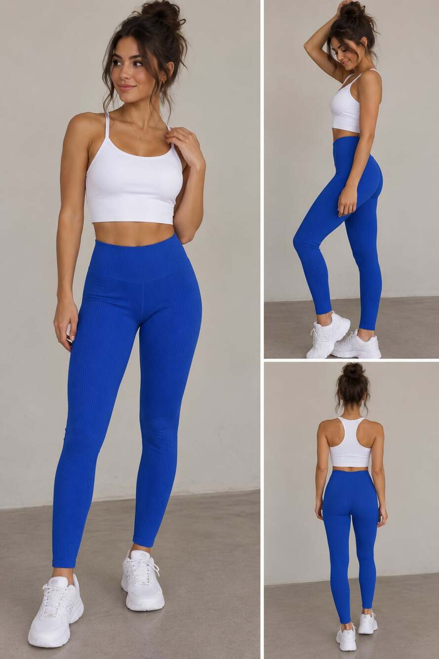 Carbon38 High Rise Ribbed Leggings Cobalt Blue XS
M148